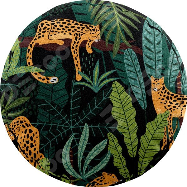 Подушка круглая Cortin «Леопарды в джунглях»