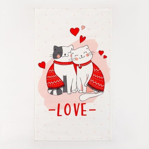 Полотенце Этель "Cat's love" 40х73 см, 100% хл, саржа 190 гр/м2