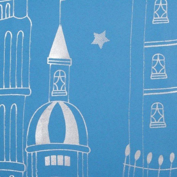 Портьера Этель «Ночной город» без держателя, цвет голубой, 110х260 см, блэкаут, 100% полиэстер