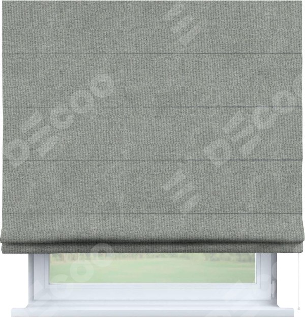 Римская штора «Кортин» для проема, ткань твид блэкаут, светло-серый