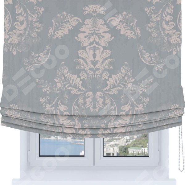 Римская штора Soft с мягкими складками, «Винтажный узор серый»