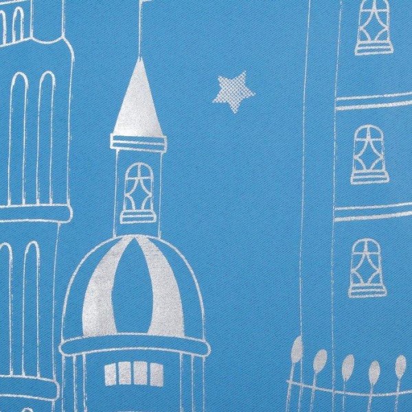 Портьера Этель «Ночной город» без держателя, цвет голубой, 170х260 см, блэкаут, 100% полиэстер