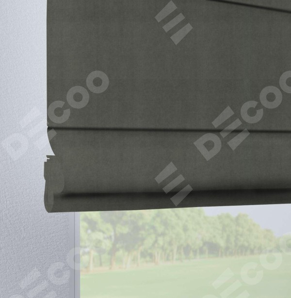 Римская штора на петлях «Кортин», ткань вельвет тёмно-серый