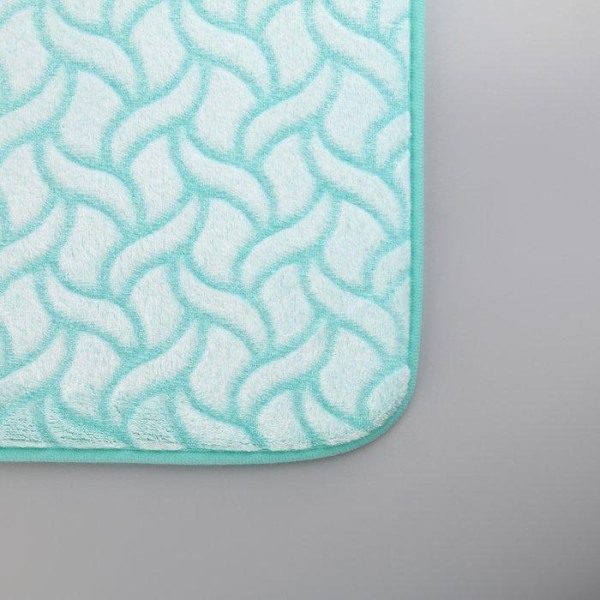 Набор ковриков для ванны и туалета Доляна «Винель», 2 шт: 40×50, 50×80 см, цвет бирюзовый
