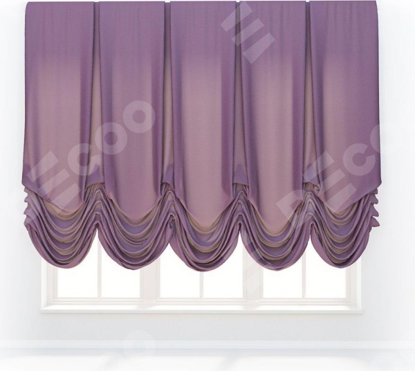 Австрийская штора «Кортин», ткань вельвет лиловый
