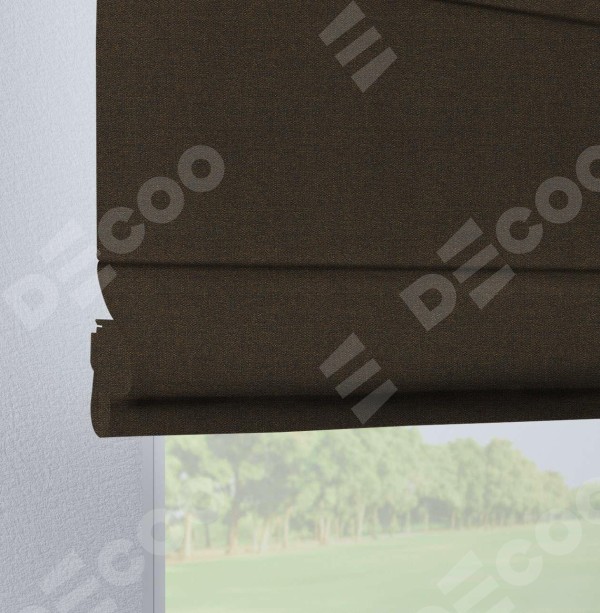 Римская штора на петлях «Кортин», ткань лён темно-коричневый