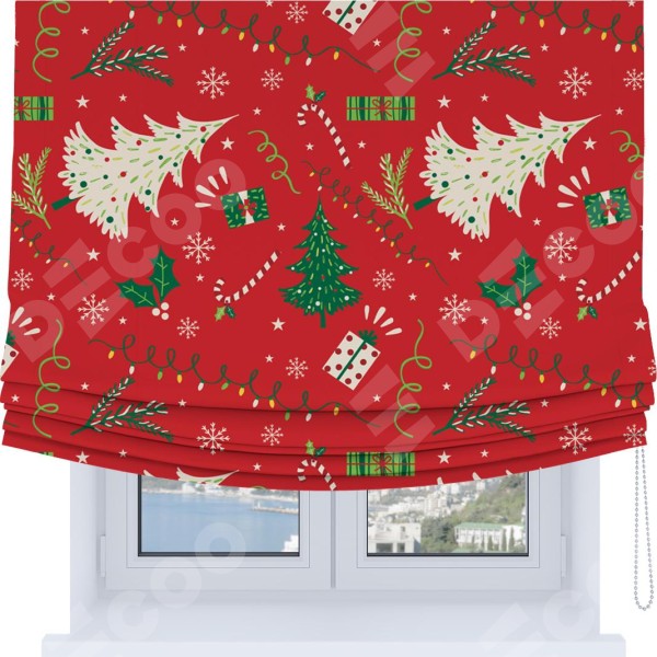 Римская штора Soft с мягкими складками, «Новогодние подарки»
