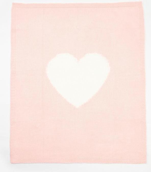 Плед вязаный Крошка Я «Сердце» цвет розовый, 75х95 см