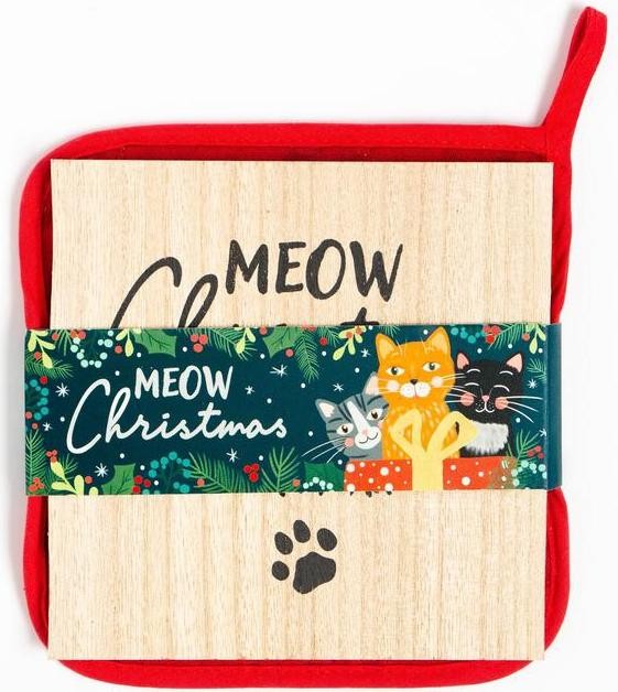 Новогодний набор кухонный Meow Christmas подставка, прихватка