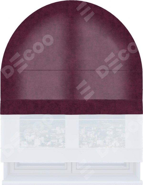 Римская штора «Кортин», канвас фиолетовый, день-ночь для арочного проёма
