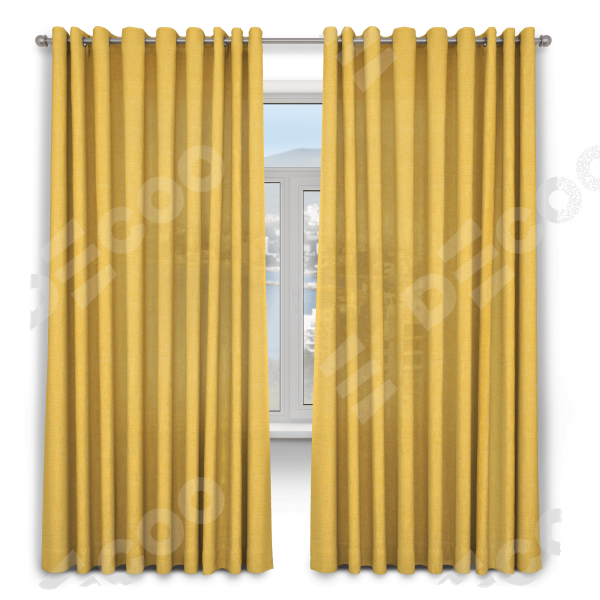 Комплект штор 2шт, ткань лён, цвет желтый, от 40 см