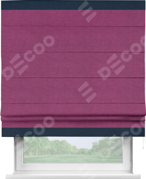 Римская штора «Кортин» с кантом Горизонт, для проема, ткань вельвет фиолетовый