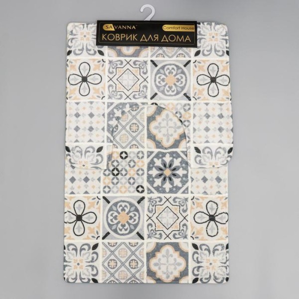 Набор ковриков для ванной и туалета SAVANNA «Мозаика», 2 шт: 50×80 см, 40×50 см