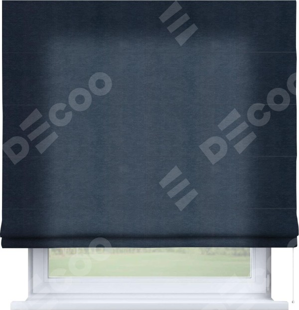 Римская штора «Кортин» для проема, ткань софт однотонный тёмно-синий