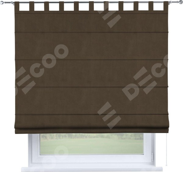 Римская штора на петлях «Кортин», ткань бархат тёмно-коричневый