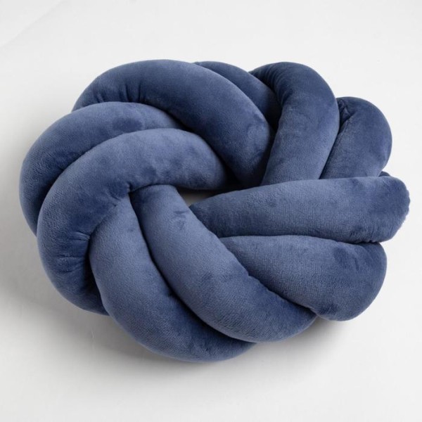 Подушка декоративная узел «Этель», d=33см, цвет синий, велюр