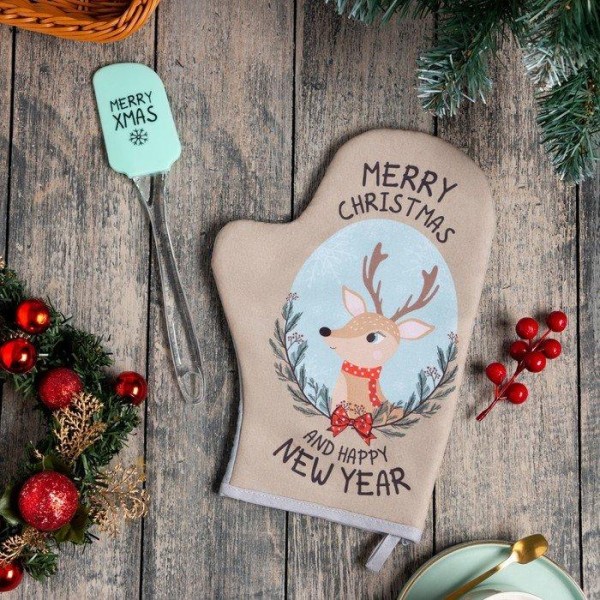 Набор подарочный Доляна Merry Xmas: варежка-прихватка, лопатка силикон