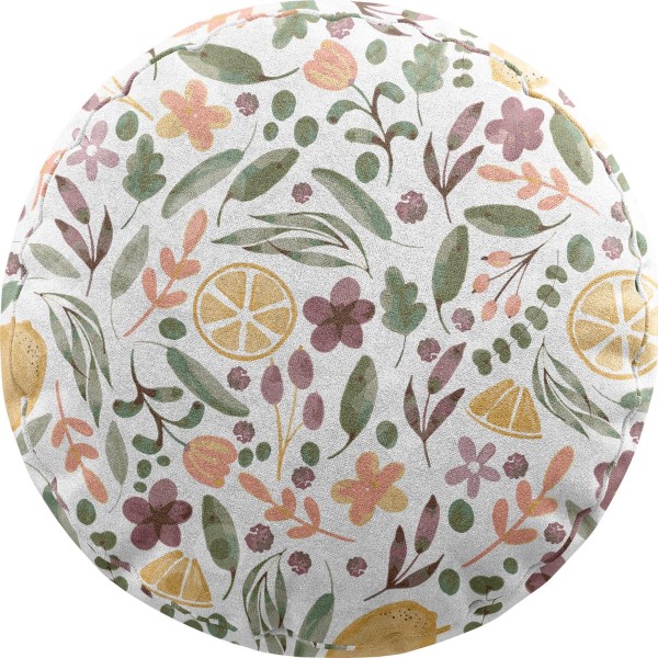 Подушка круглая Cortin «Лимоны и цветы»