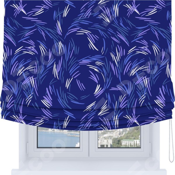 Римская штора Soft с мягкими складками, «Синяя абстракция»