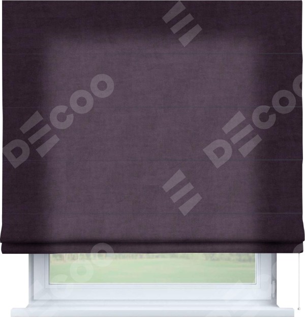 Римская штора «Кортин», вельвет тёмно-фиолетовый, для проёма