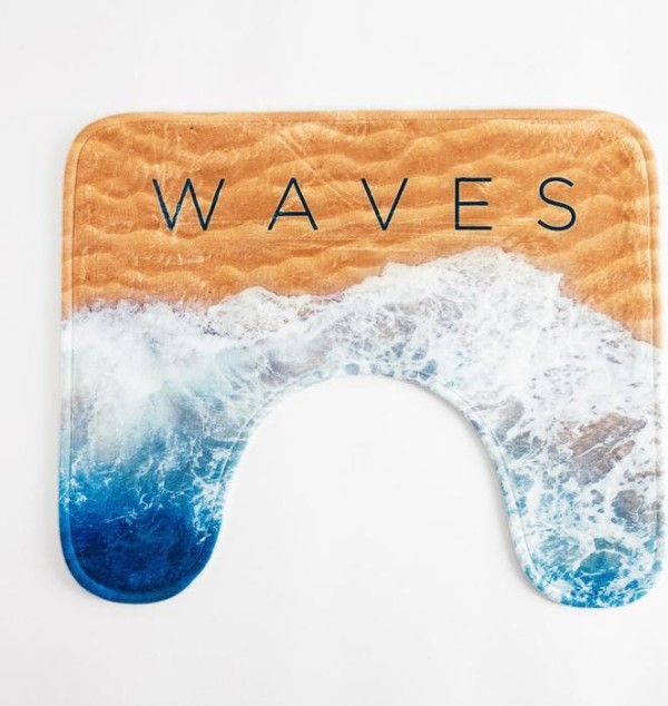 Набор ковриков для ванной Этель "Waves" 2 шт, 80х50 см, 50х40 см, велюр