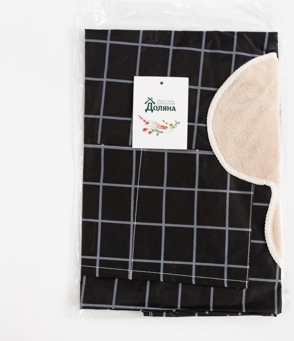 Фартук Доляна с карманами в клетку цв.черный, 70*65 см, 100% п/э