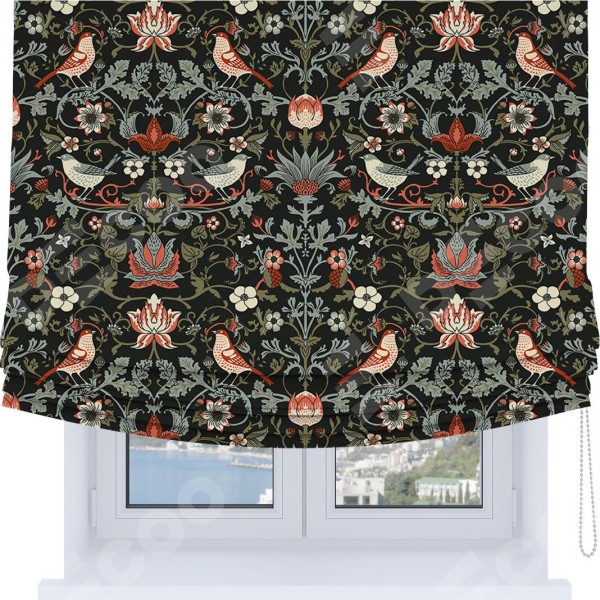 Римская штора Soft с мягкими складками, «Зачарованные птицы»