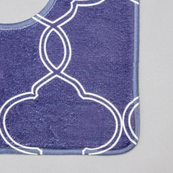Набор ковриков для ванны и туалета Доляна «Виньер», 2 шт: 44×50, 50×80 см, цвет синий