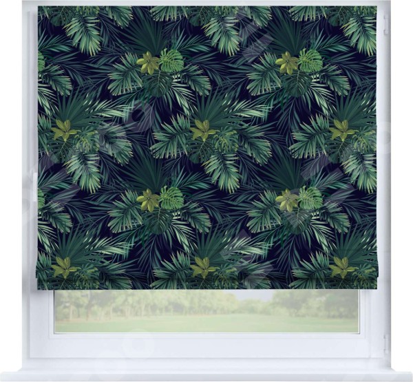 Римская штора «Кортин» на створку «Пальмовые листья»