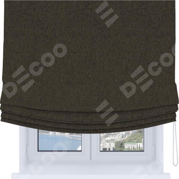 Римская штора Soft с мягкими складками, ткань твид блэкаут тёмно-коричневый