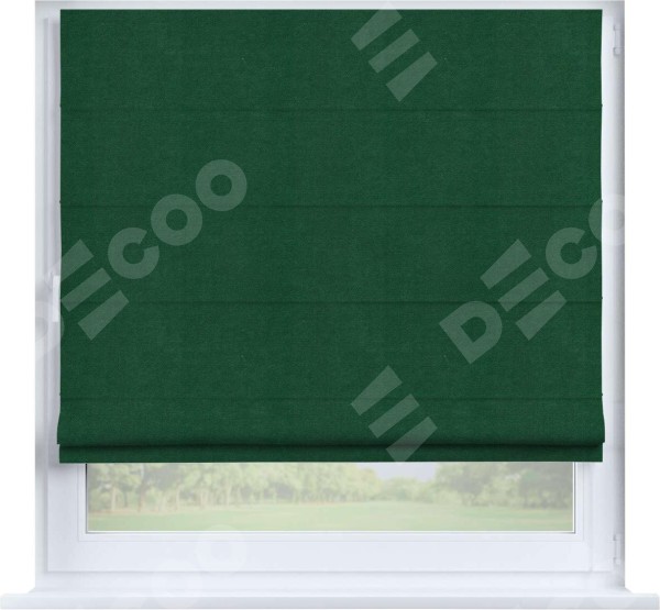 Римская штора «Кортин» на створку, ткань вельвет зелёный