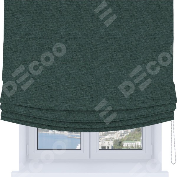 Римская штора Soft с мягкими складками, стиф димаут сине-зелёный