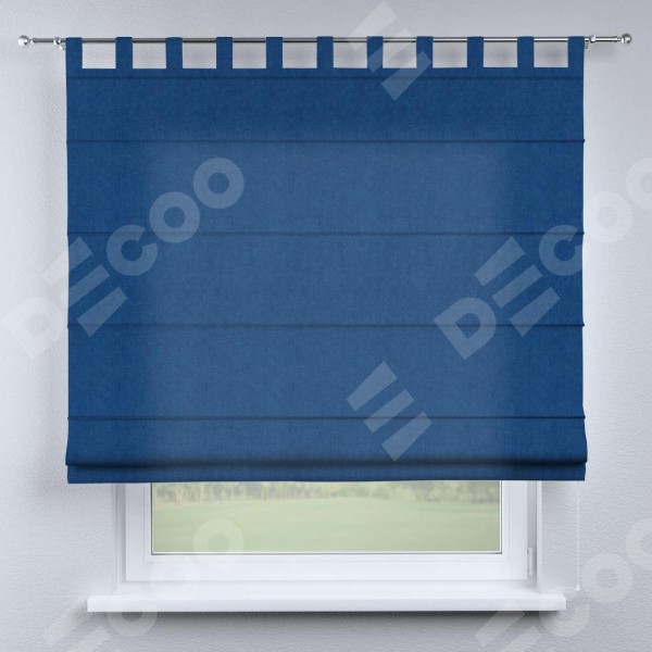 Римская штора на петлях «Кортин», ткань вельвет синий