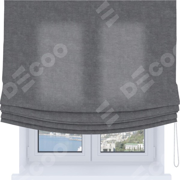 Римская штора «Кортин», канвас стальной, Soft с мягкими складками
