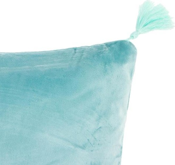 Наволочка на подушку с кисточками Этель цвет голубой, 45х45 см, 100% п/э, велюр