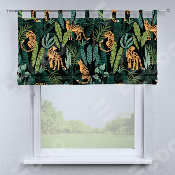 Римская штора на петлях «Леопарды в джунглях»