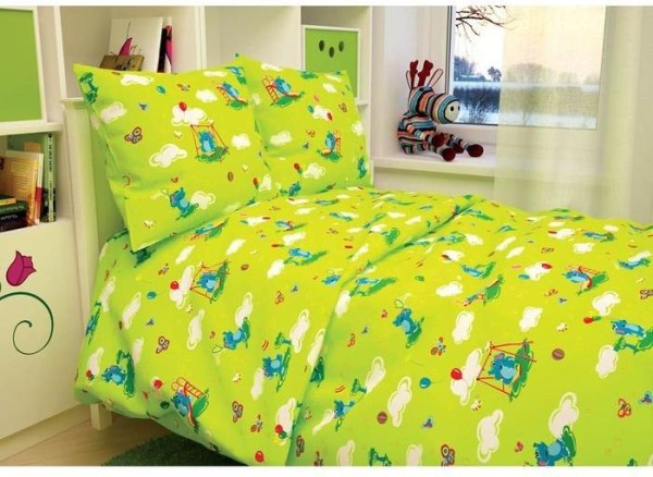 Детское постельное бельё BABY "Слоники", цвет зеленый 112х147 см, 110х150 см, 60х60 см, бязь 142 гр/м