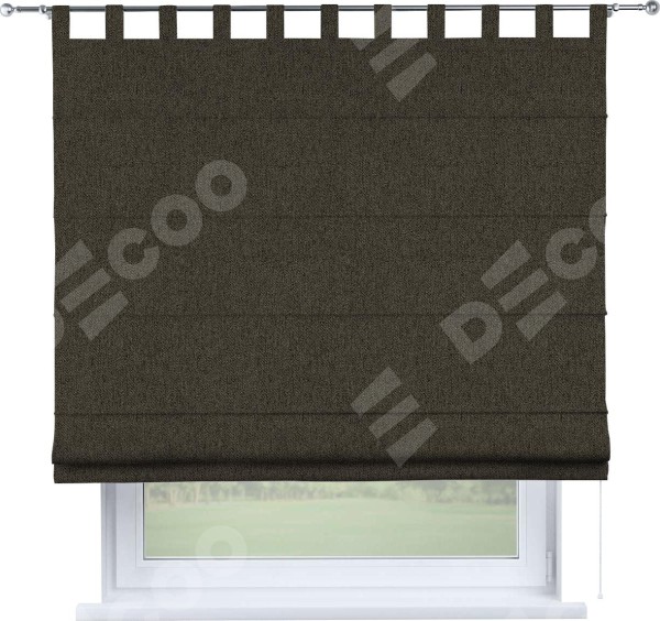 Римская штора на петлях «Кортин», ткань твид блэкаут, тёмно-коричневый