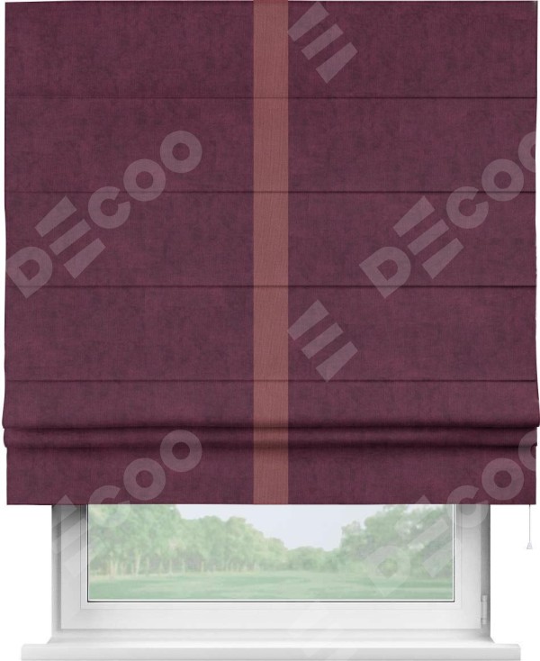 Римская штора «Кортин» для проема, канвас фиолетовый, с кантом Хайвэй