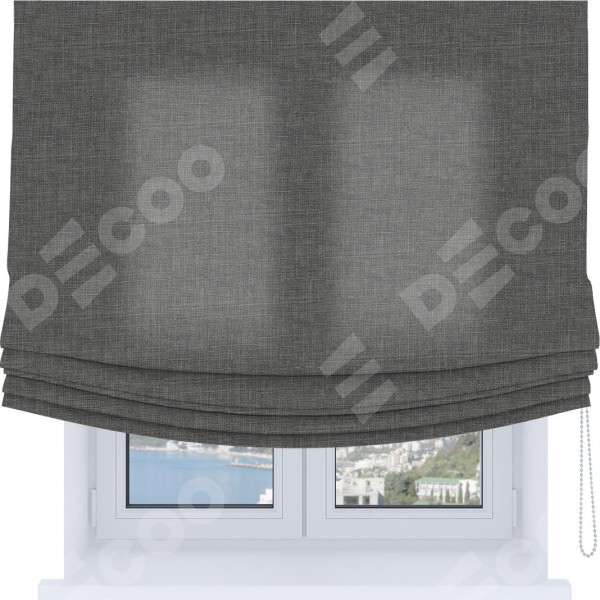 Римская штора «Кортин», лён тёмно-серый, Soft с мягкими складками