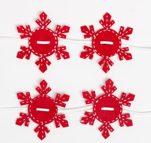 Набор для декора столовых предметов «Снежинка», 4 шт, цв.красный 6х7 см, 100% п/э, фетр