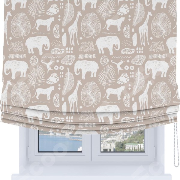 Римская штора Soft с мягкими складками, «Африканские животные»