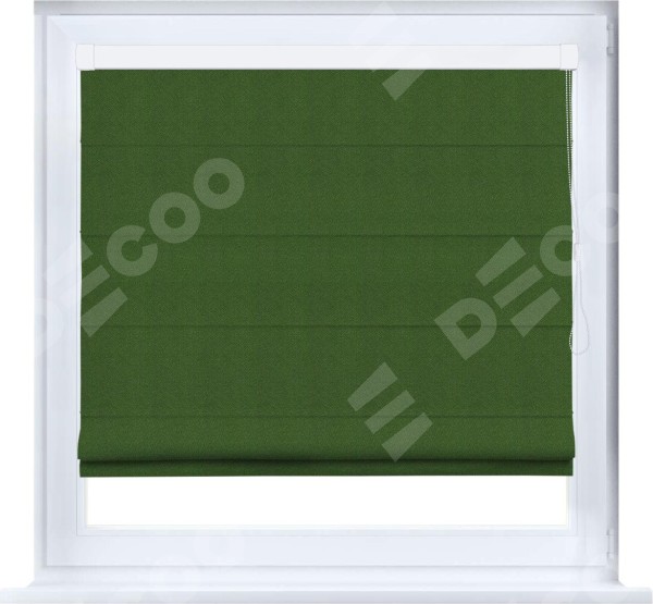 Римская штора «Кортин» кассетная, ткань блэкаут однотонный, зелёный перламутр