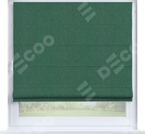 Римская штора «Кортин» на створку, ткань твид блэкаут, зелёный