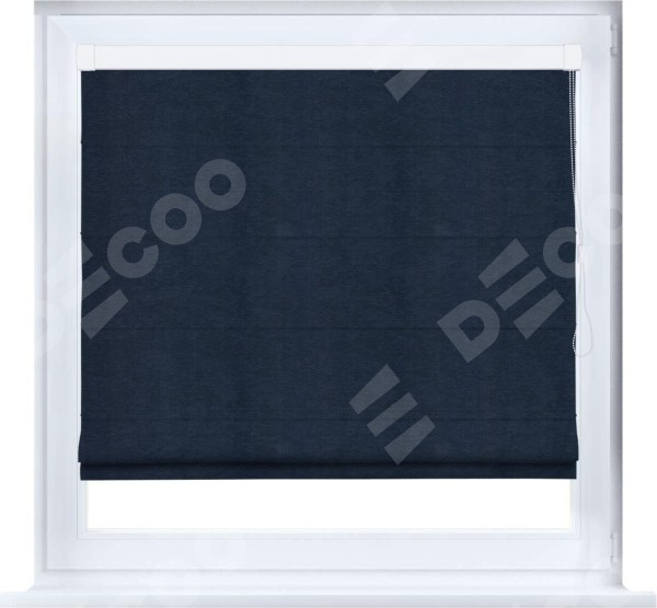 Римская штора «Кортин» кассетная, ткань софт однотонный тёмно-синий
