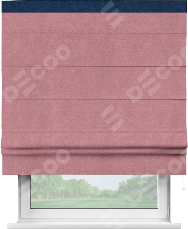 Римская штора «Кортин» с кантом Кинг, для проема ткань софт однотонный розовый