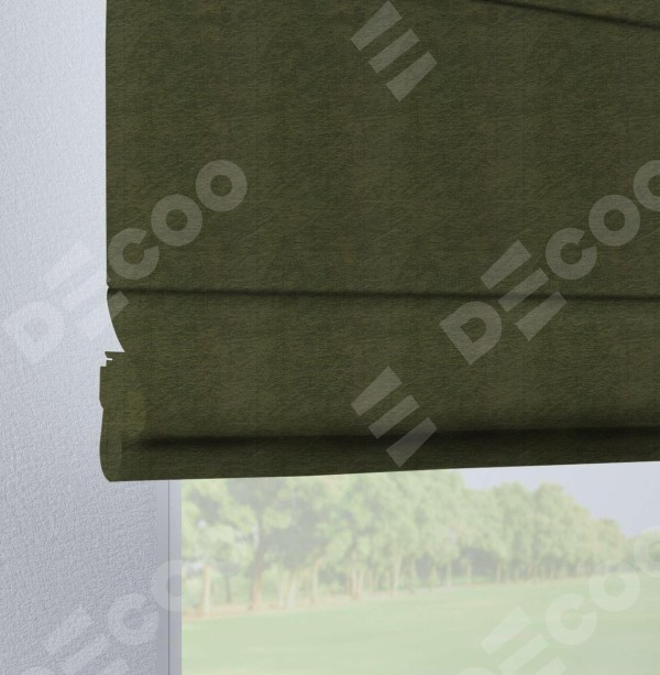 Римская штора на петлях «Кортин», ткань софт однотонный зелёный