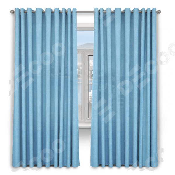 Комплект штор 2 шт, вельвет, цвет голубой, размер от 45 см