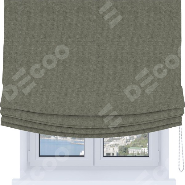 Римская штора Soft с мягкими складками, ткань лён димаут стальной