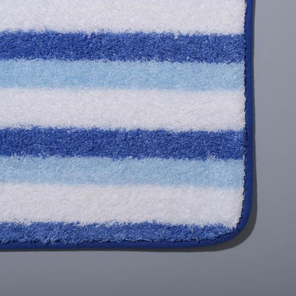 Набор ковриков для ванны и туалета Доляна «Полосатик», 2 шт: 50×80, 40×50 см, цвет сине-белый